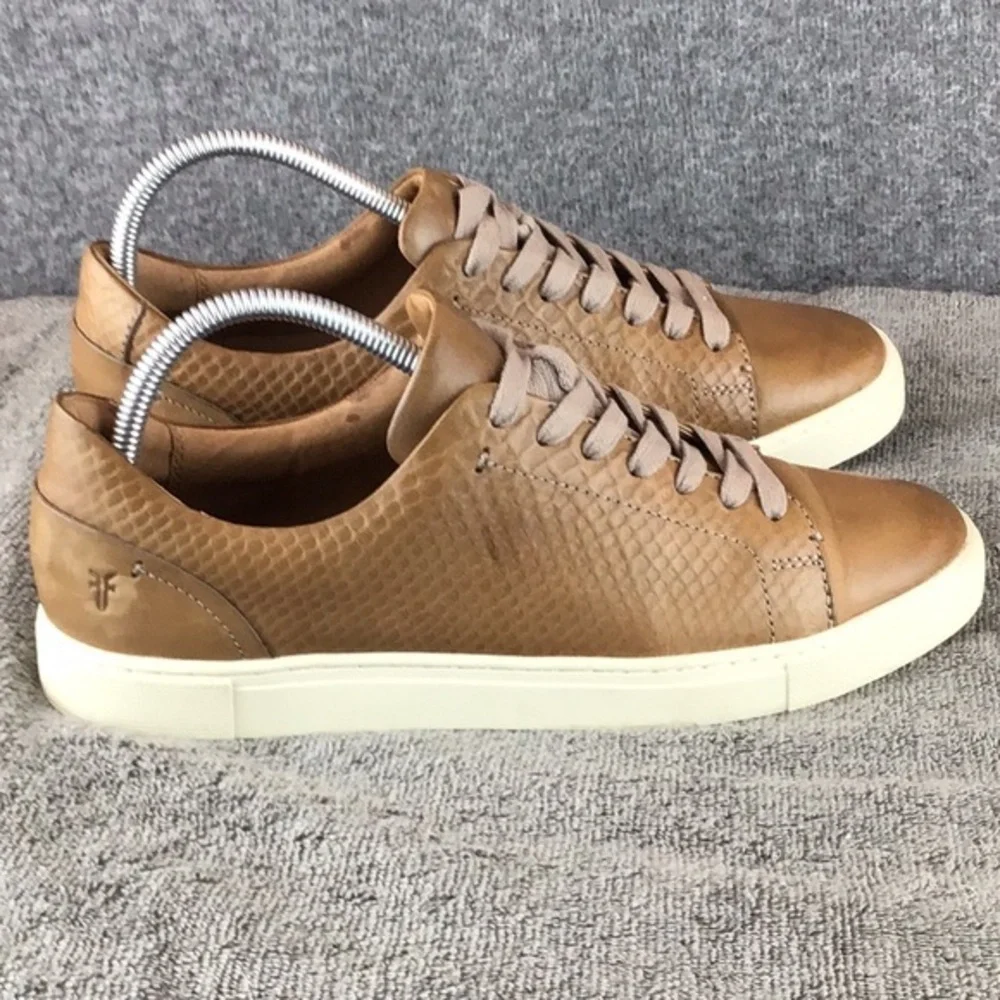Frye Webster Textured Brown Leather Low Top Sneakers Sz 10M